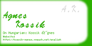 agnes kossik business card